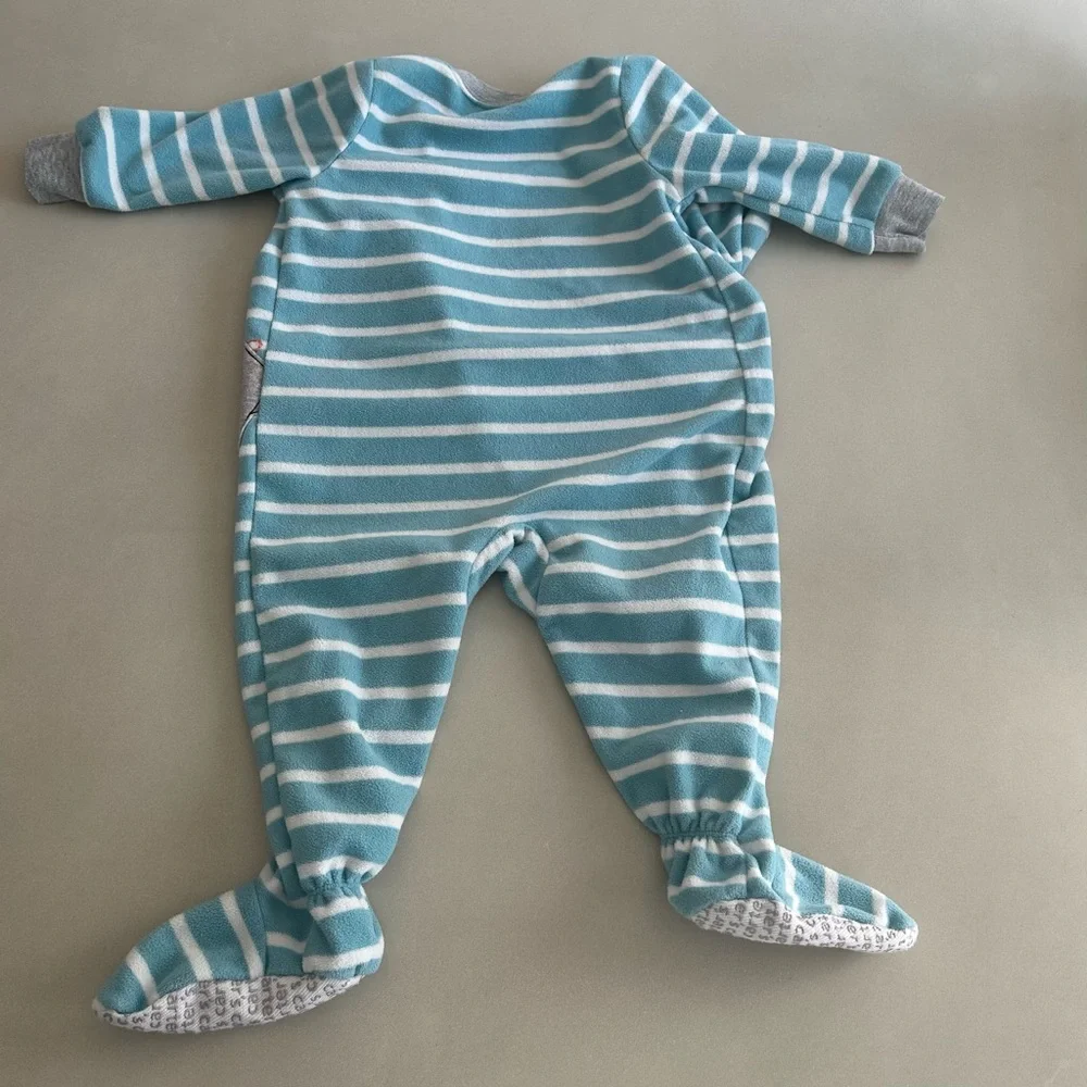 Carter's Teal Striped Dinosaur Footie - Picture 3 of 9